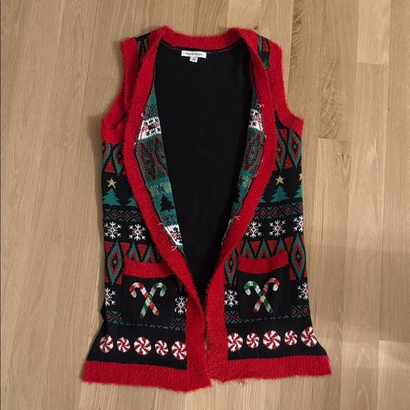 Festive Red and Black Holiday Sweater Vest - Picture 3 of 4
